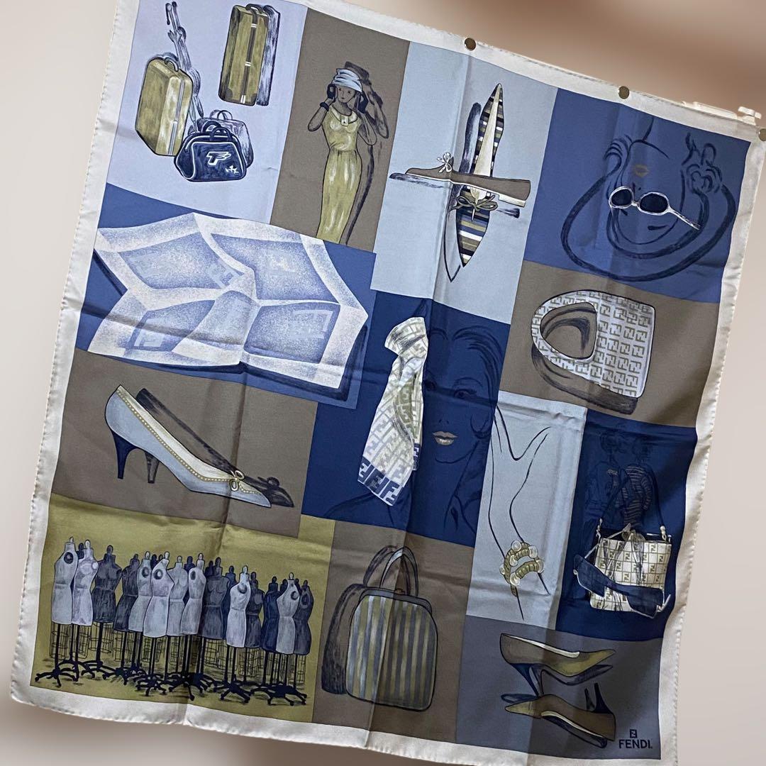 美品 FENDI 大判シルクスカーフ FF ズッカ ズッキーノ バッグ 靴