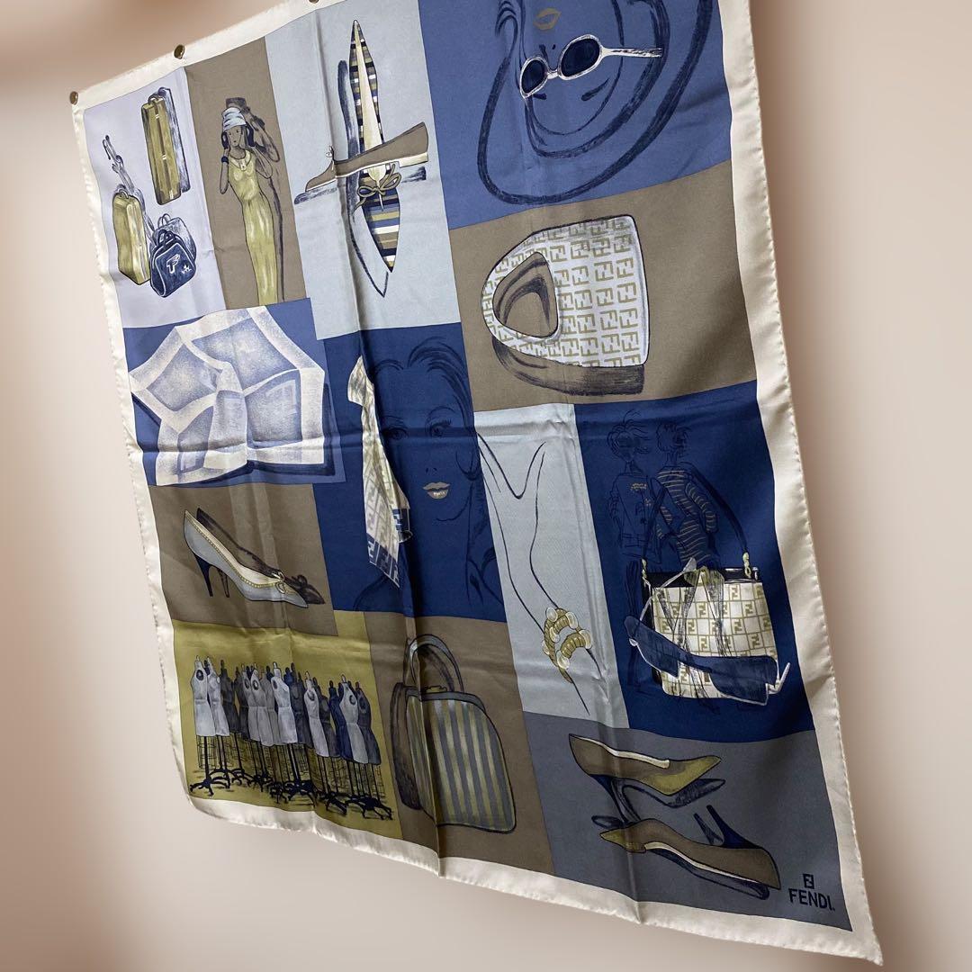 美品 FENDI 大判シルクスカーフ FF ズッカ ズッキーノ バッグ 靴