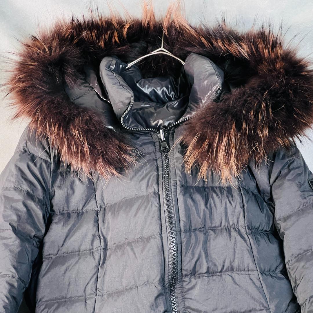 【タトラス】ダウンジャケット L 訳あり リアルファー リバーシブル 黒