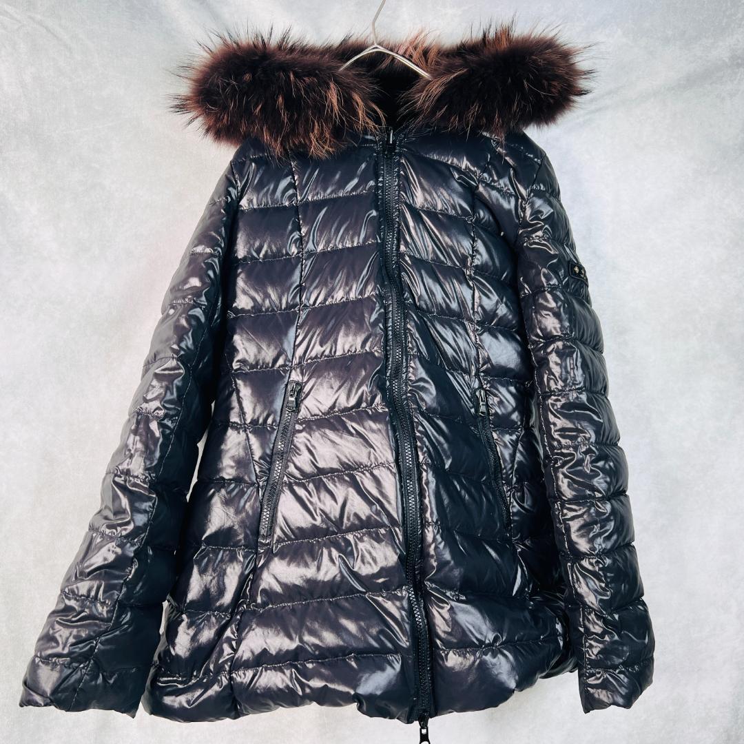 【タトラス】ダウンジャケット L 訳あり リアルファー リバーシブル 黒