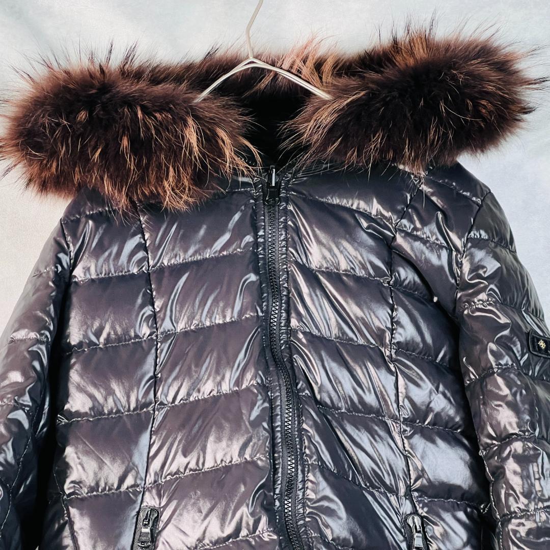 【タトラス】ダウンジャケット L 訳あり リアルファー リバーシブル 黒