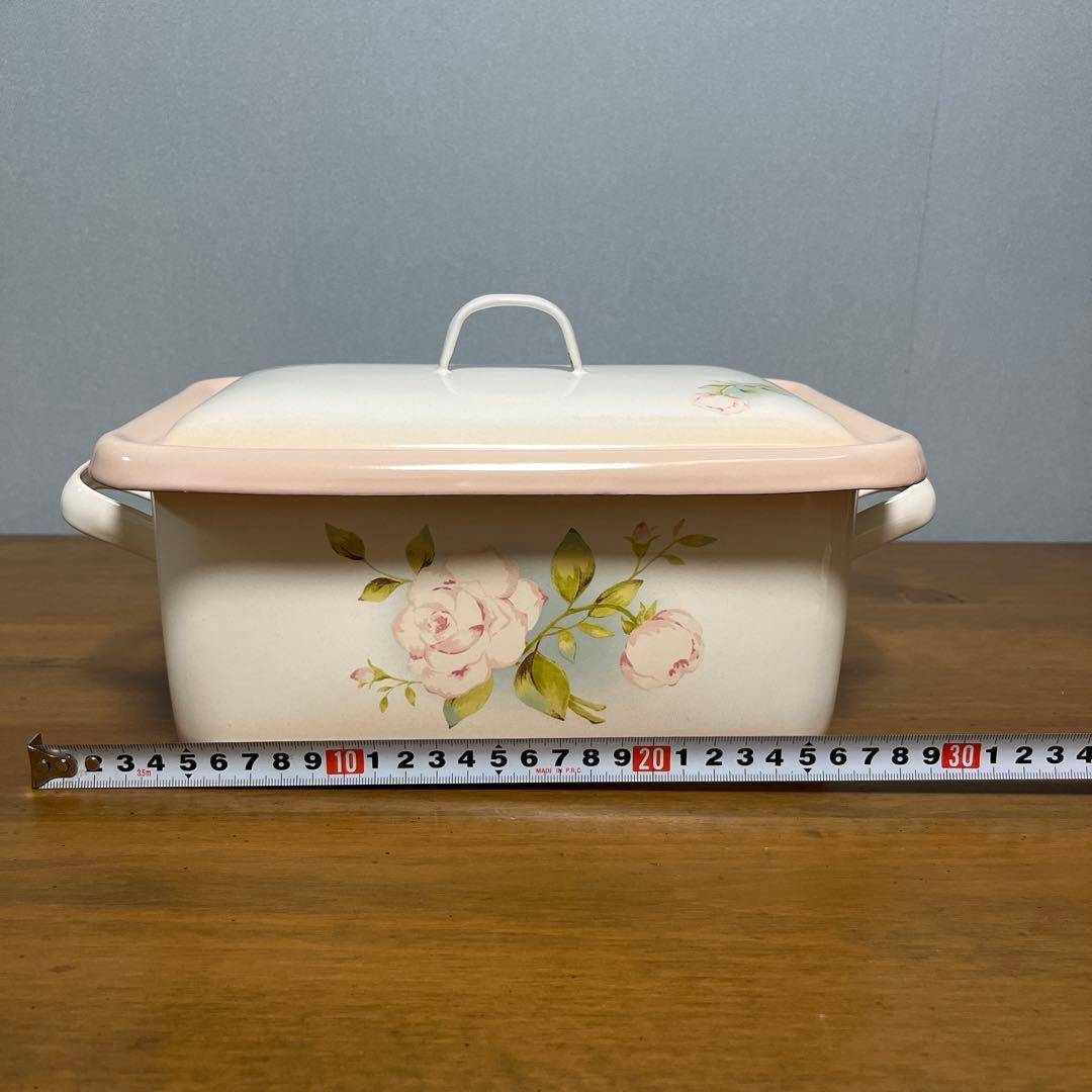 イマン　ポワージュピンク　角ストッカー ホーロー