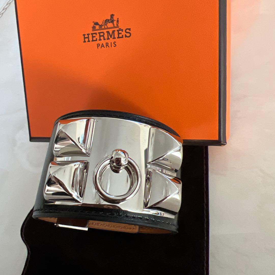 エルメスHERMES　コリエドシアン バングル ブレスレットブラック/シルバー
