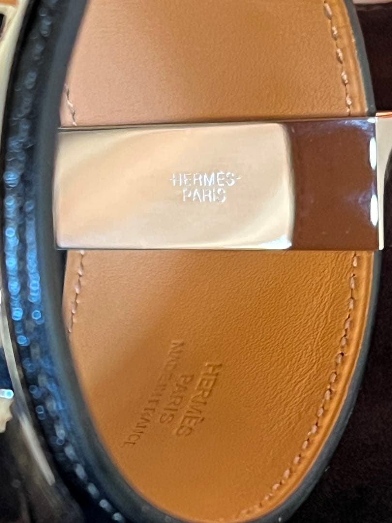 エルメスHERMES　コリエドシアン バングル ブレスレットブラック/シルバー