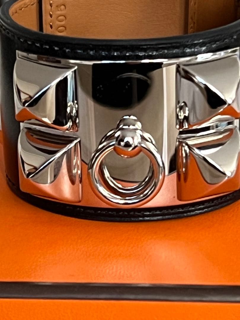 エルメスHERMES　コリエドシアン バングル ブレスレットブラック/シルバー