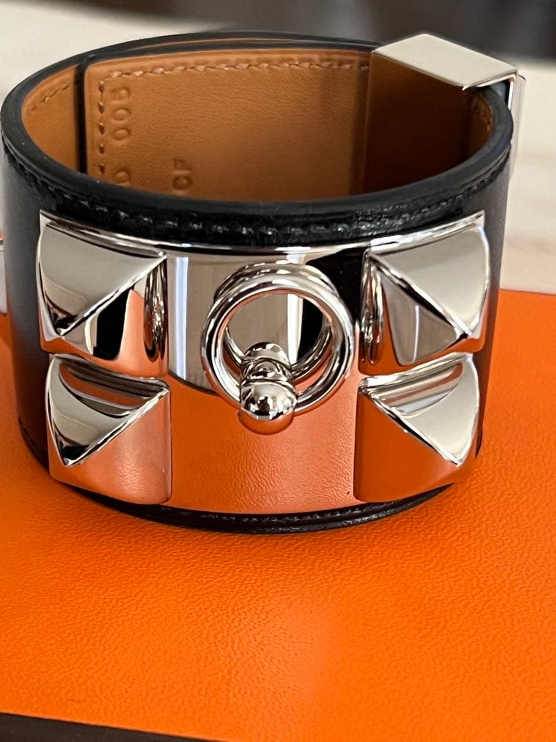 エルメスHERMES　コリエドシアン バングル ブレスレットブラック/シルバー