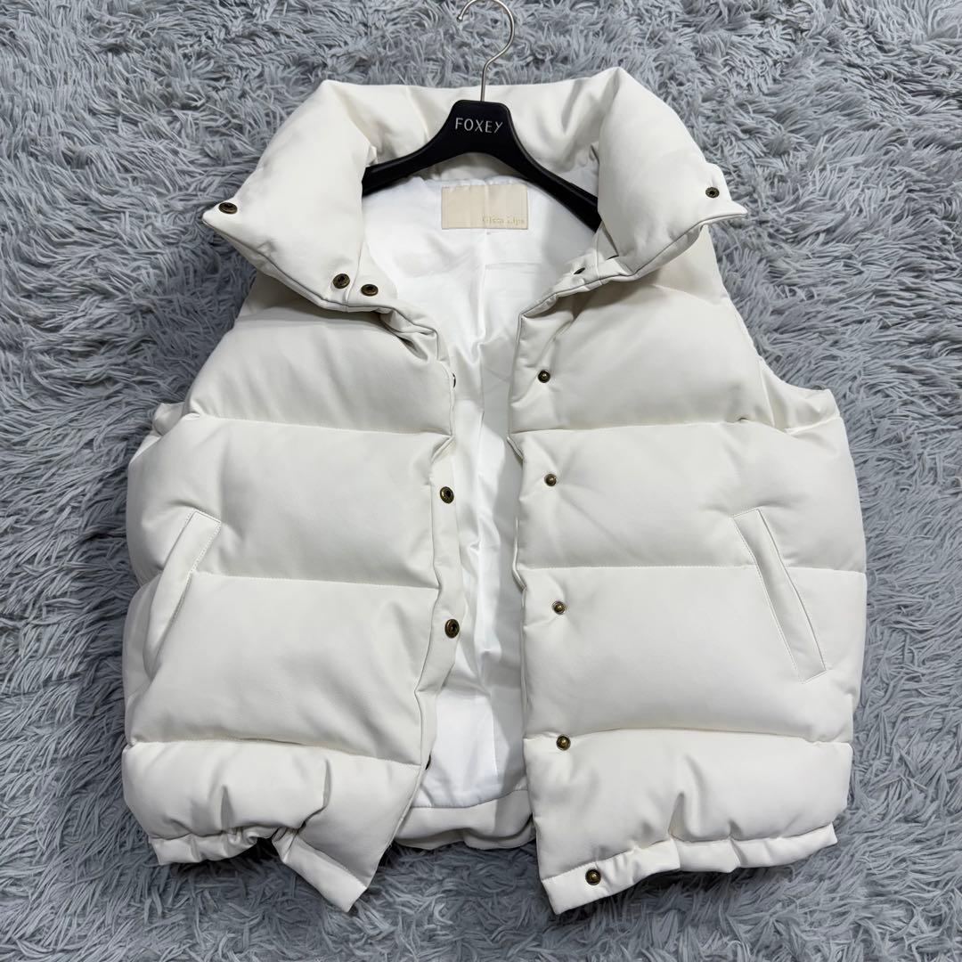 未使用級✨レア✨22AW グラムリップス エコレザーダウンベスト ホワイト F