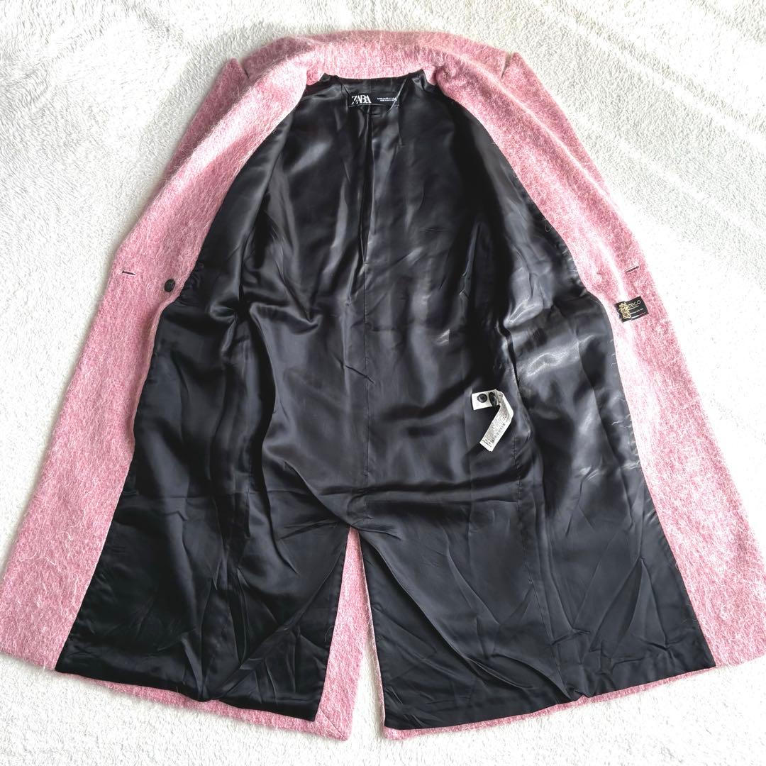 極美品 ザラ ZARA アルパカ ピンク シャギーコート マンテコ ロングコート