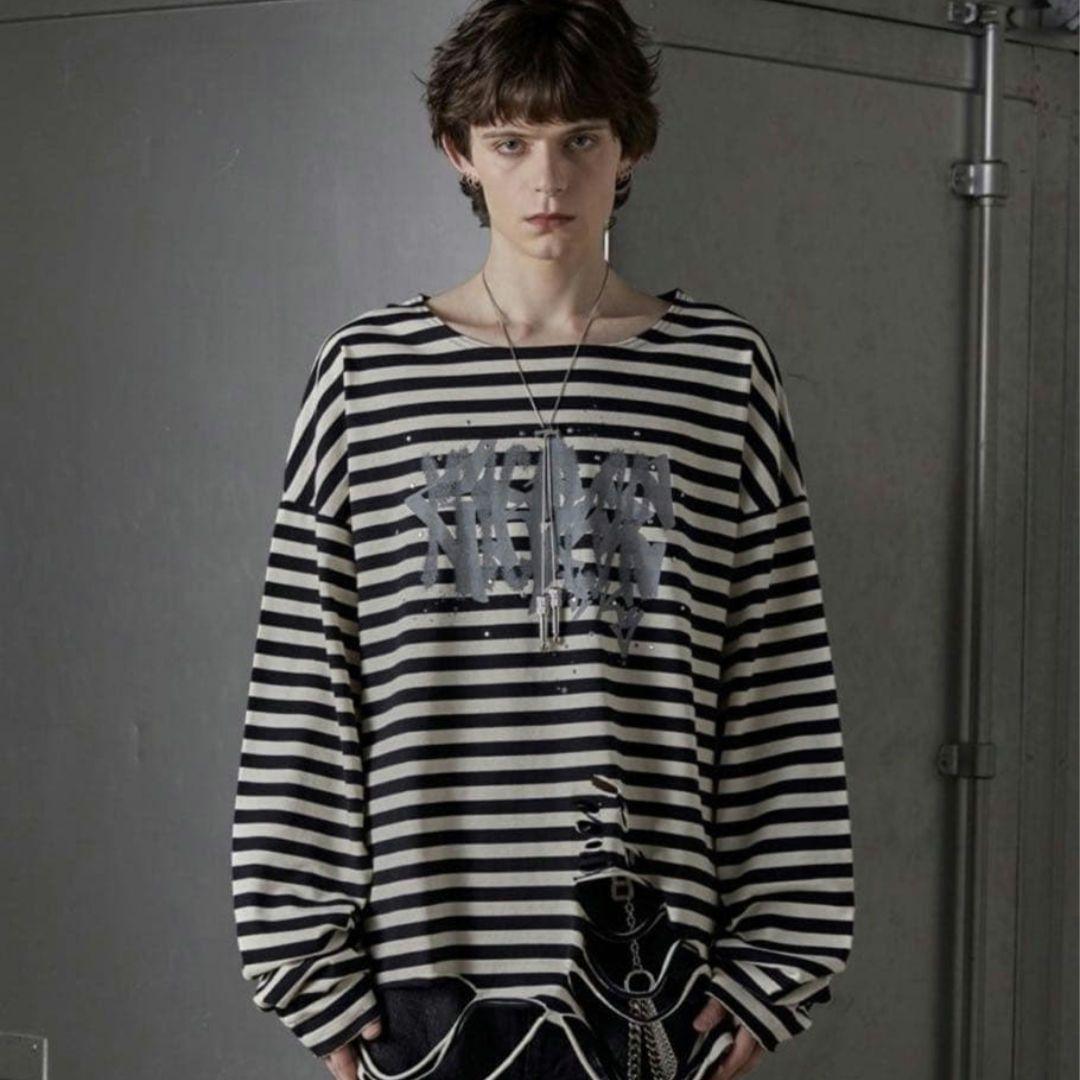 GRANCY　Sサイズ　 総柄ラインストーングラフィックロンT