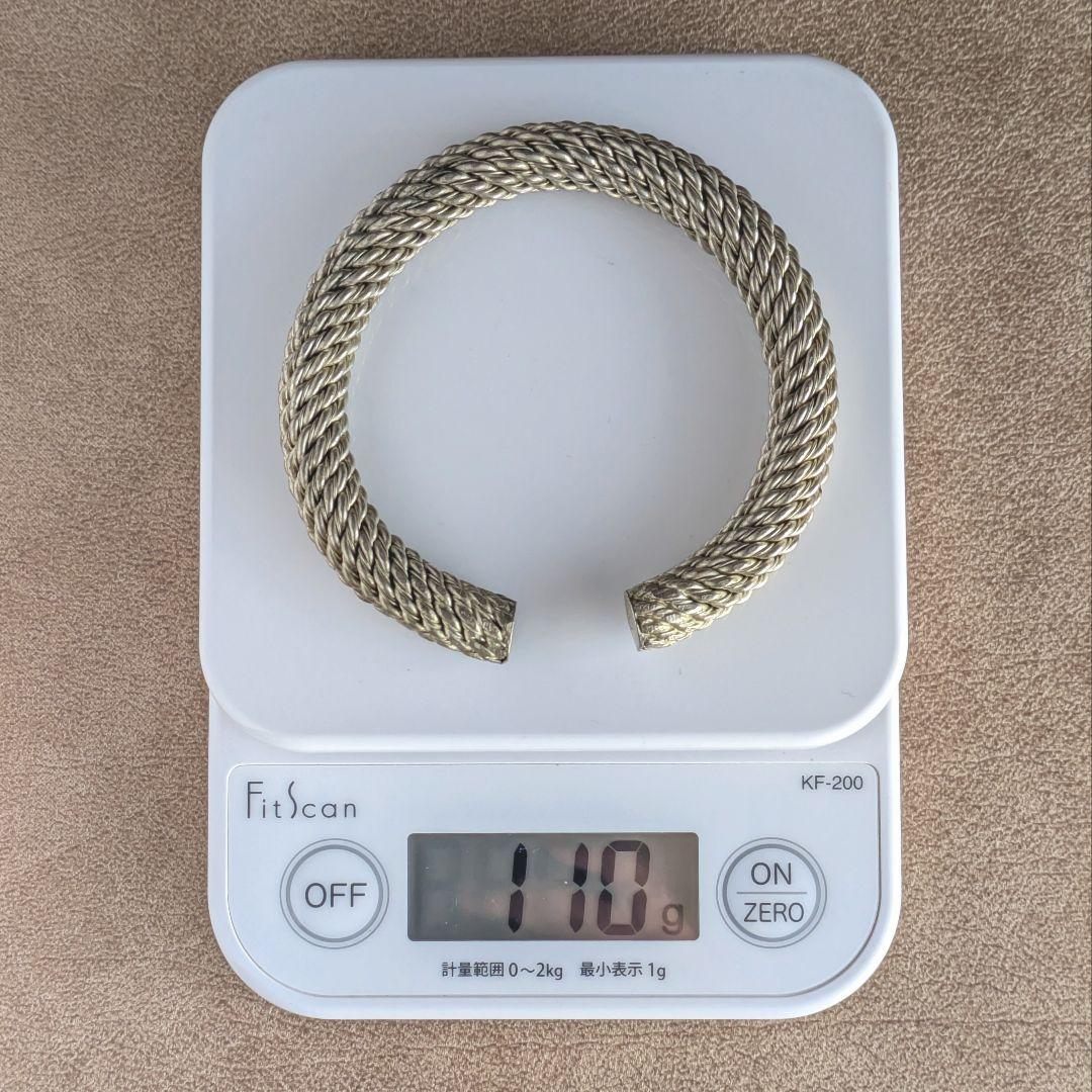 純銀 刻印あり シルバー アンティーク バングル 110g
