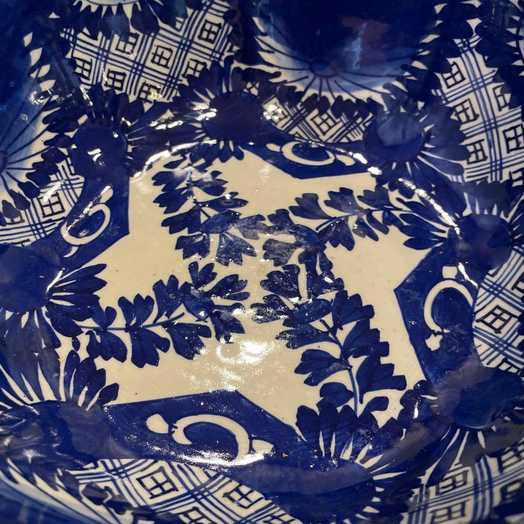 ベロ藍　大鉢　貴重　明治時代