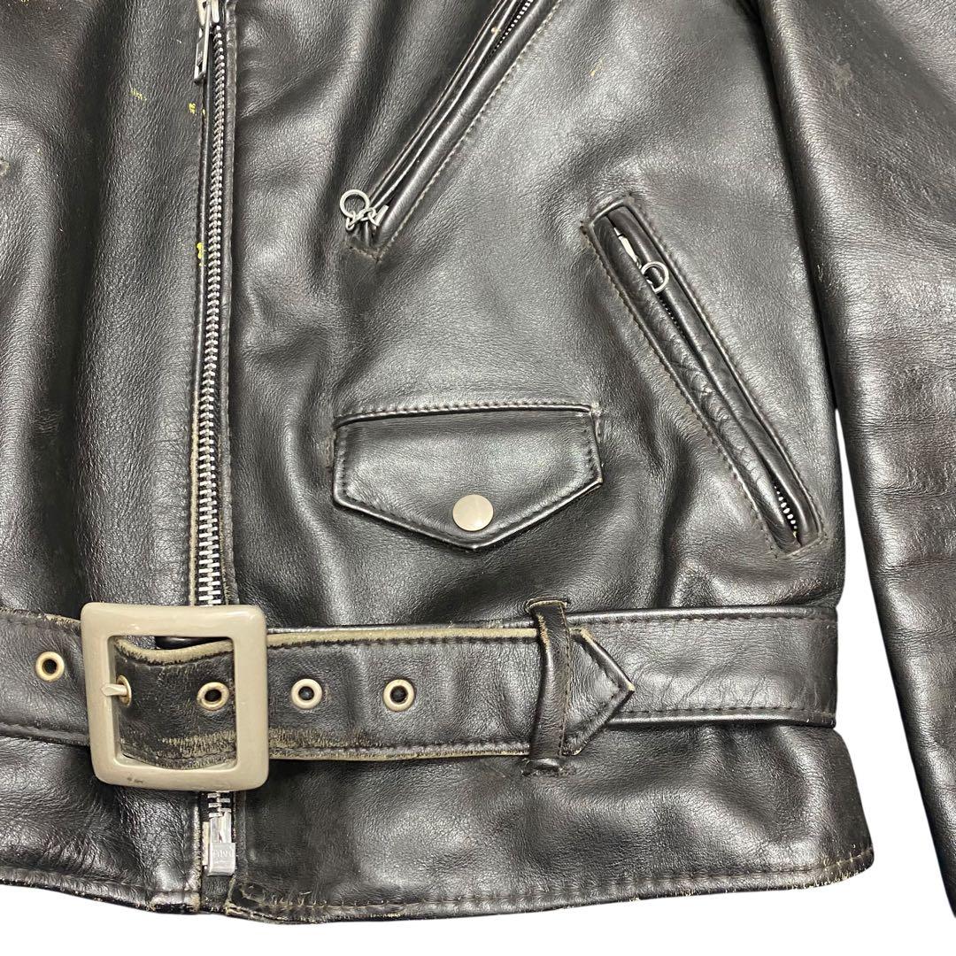 70s Schott 613ワンスター ブラック ダブルライダース 牛タグ 36