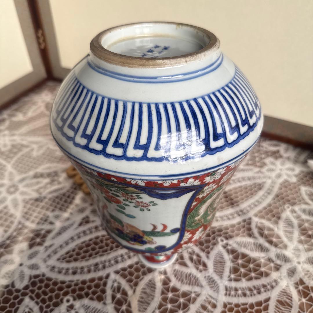 大聖寺伊万里　釣鐘型金彩鳳凰色絵割れニューありません　江戸末期明治前期美品セール