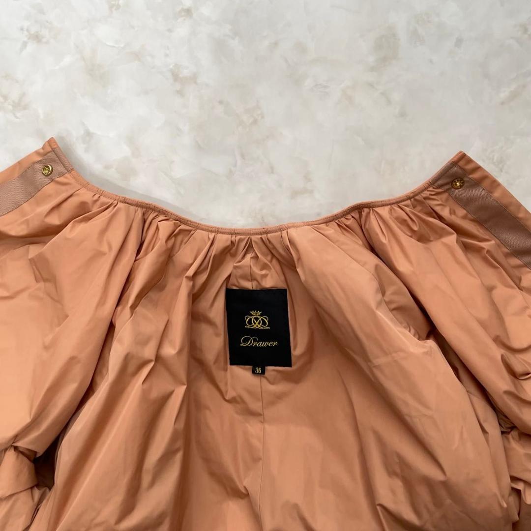 【極美品】Drawer タフタギャザースリーブコート 36　S　フレア　Aライン