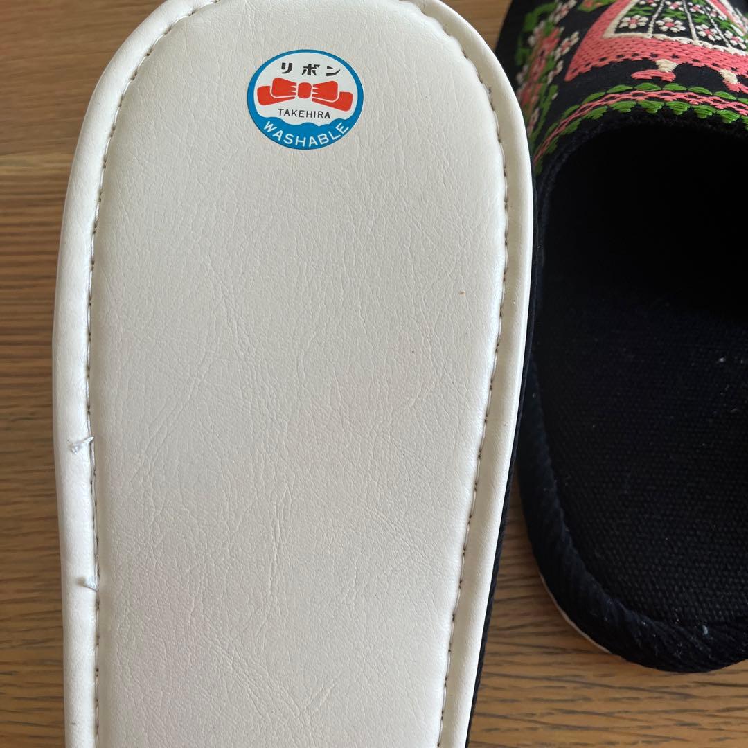 久家美智子　刺繍　スリッパ　スクラッチバック　がま口小物入れ