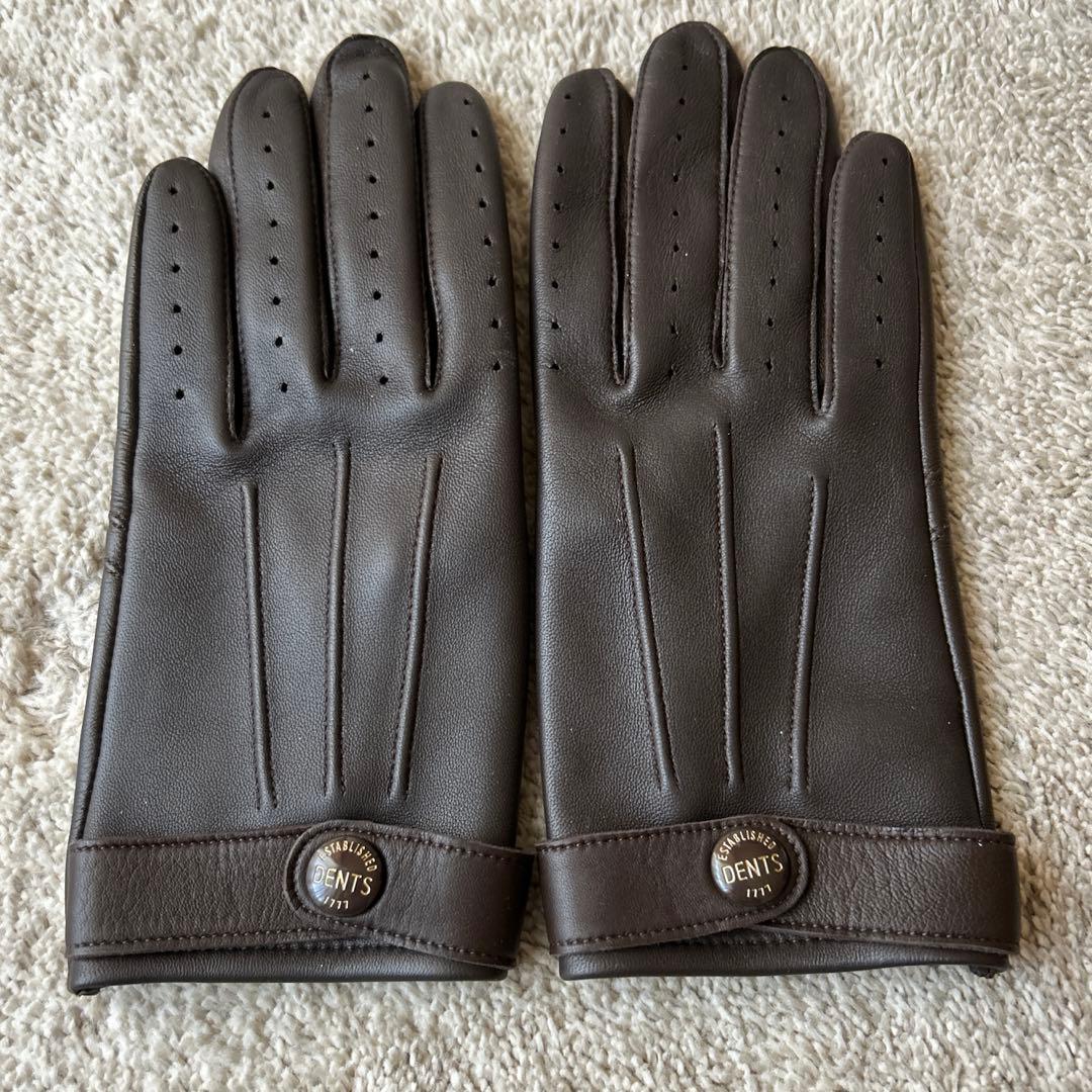 〆サバDENTS ブラウン レザー ドライビンググローブ