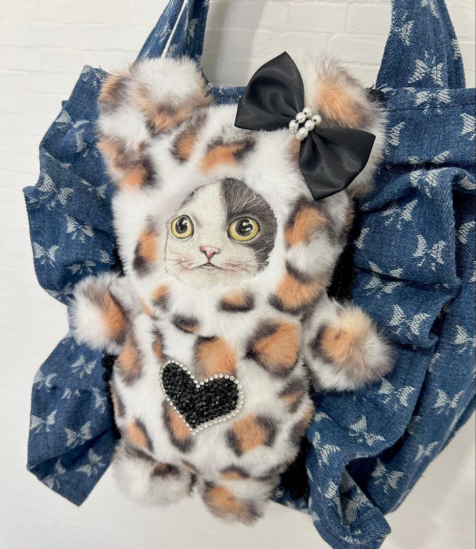 黒*こ様 コヤンイサムチョン 黒猫 デニムトートバッグ