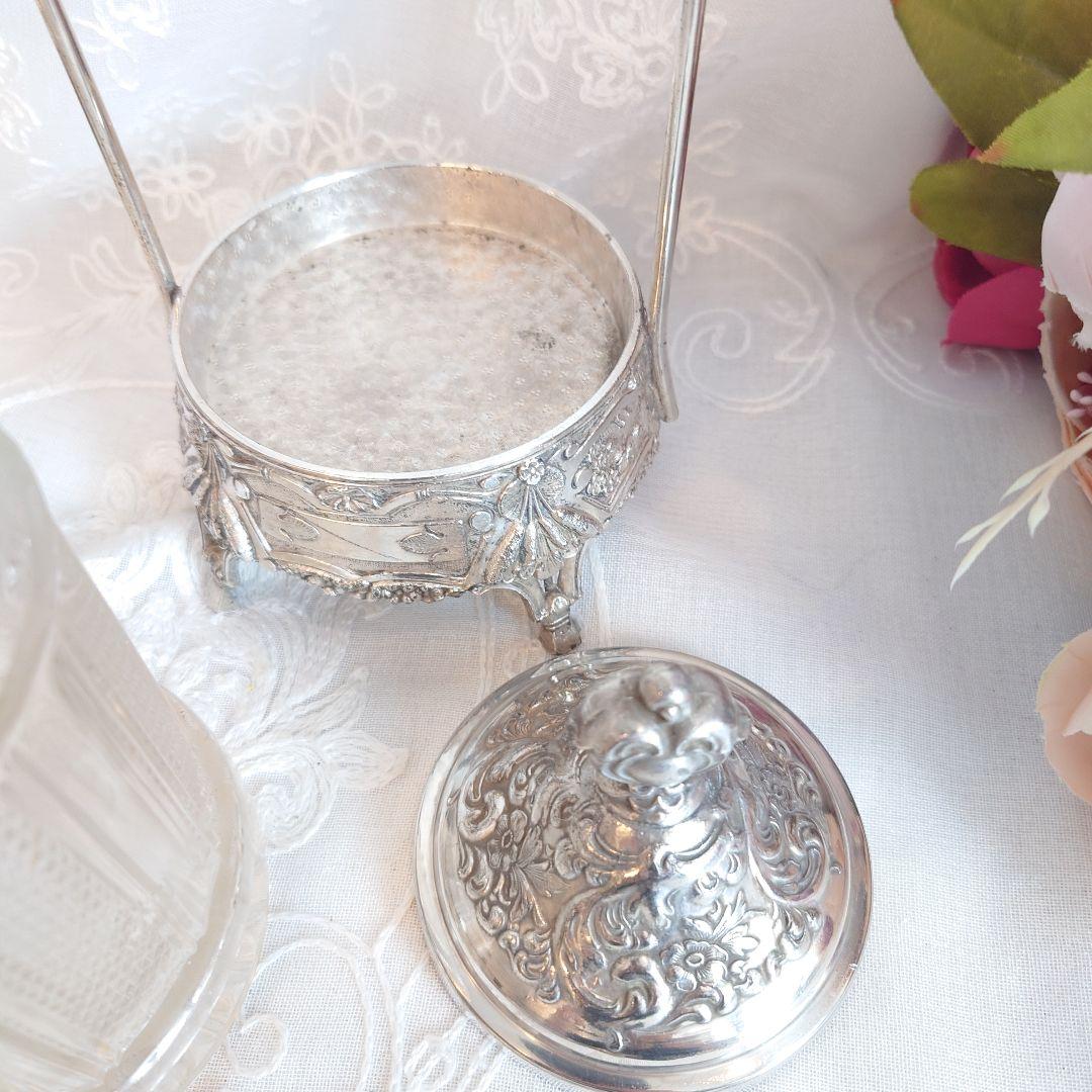 アンティーク　ピクルスジャー　ヴィンテージ　シルバートング付