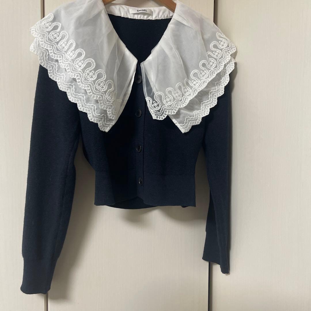 美品　SNIDEL スナイデル　レースカラーニットプルオーバー