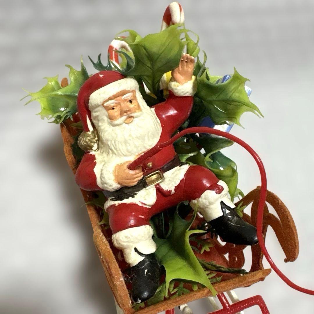 ヴィンテージXmasサンタクロースとトナカイのソリ