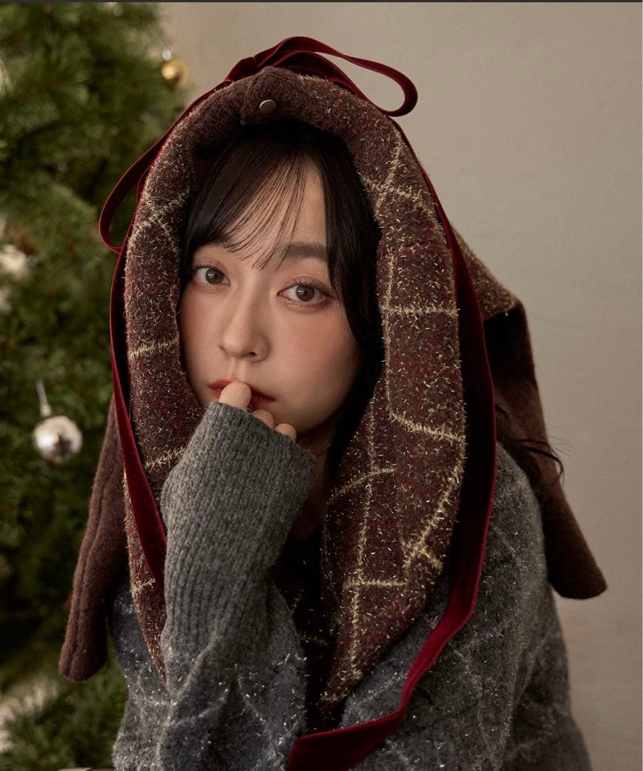 『タグ付き新品未着用』mideal アーガイルペプラムニット　ブラウン