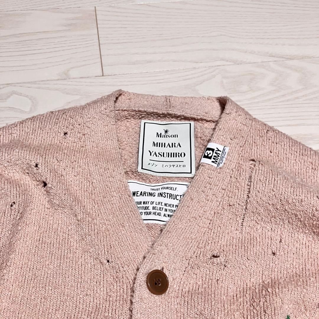 メゾンミハラヤスヒロ　ダメージニットカーディガン　ピンク　佐久間大介着用　24年