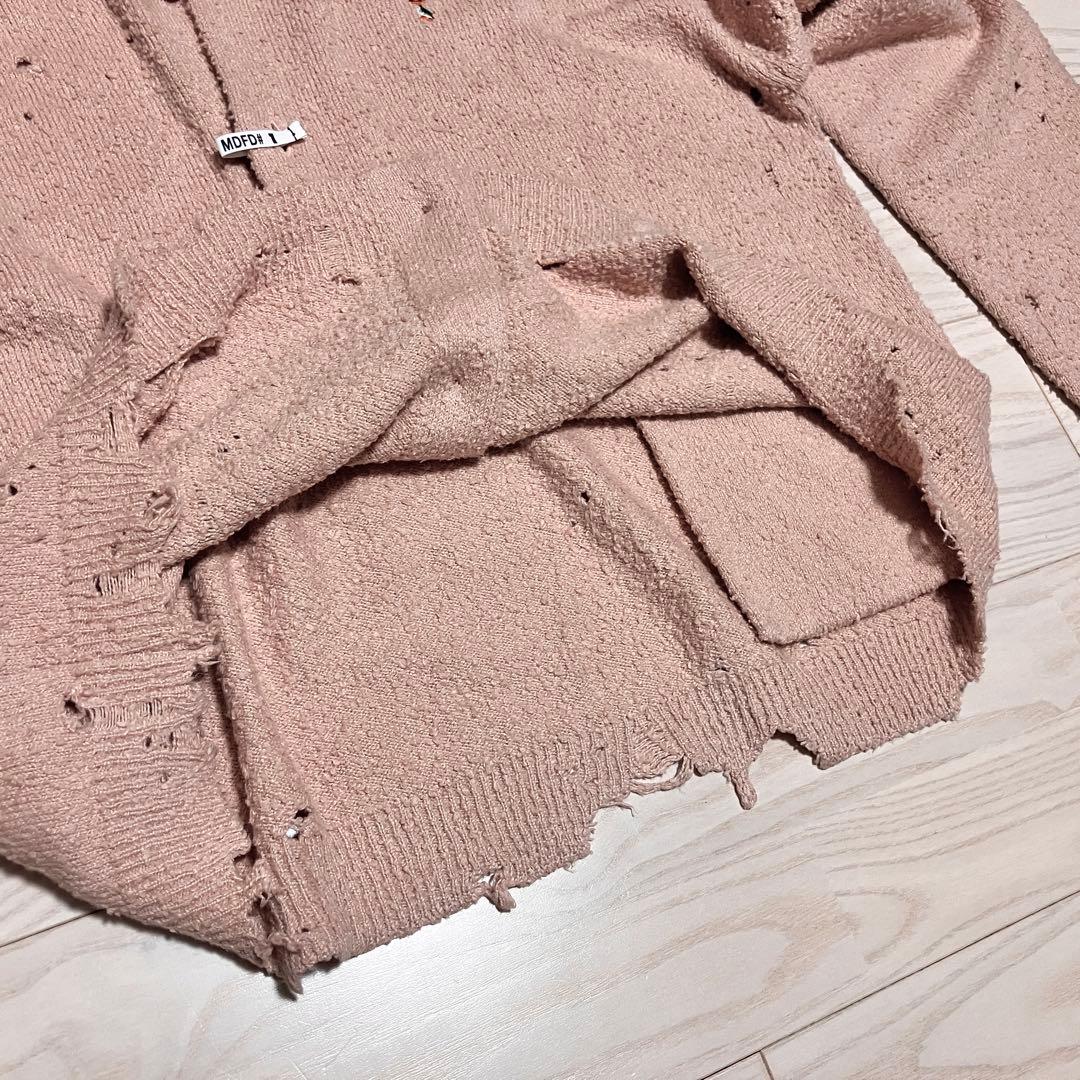 メゾンミハラヤスヒロ　ダメージニットカーディガン　ピンク　佐久間大介着用　24年