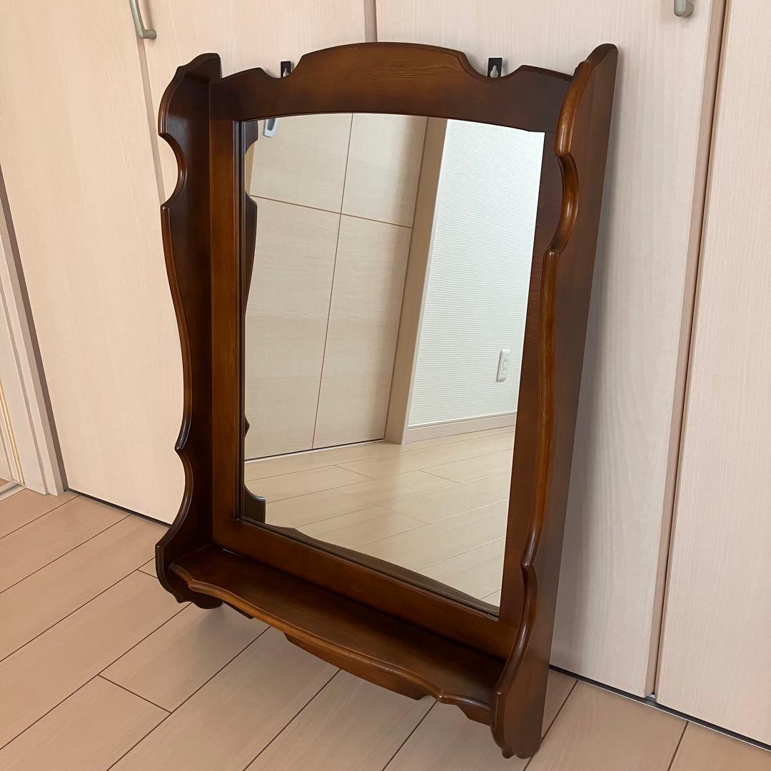 【美品】オールドカリモク 壁掛けミラー コロニアルシリーズ