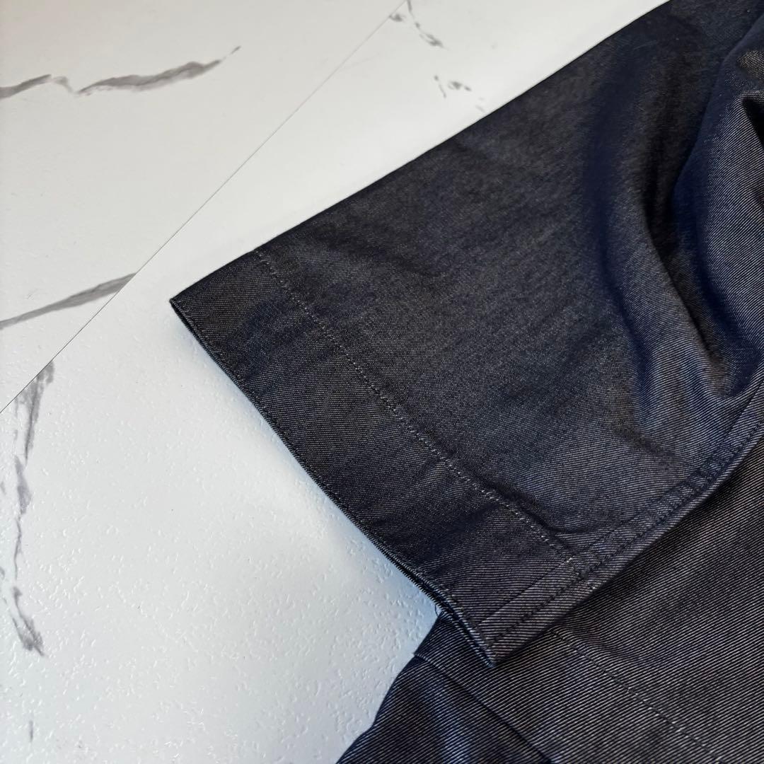 Drawer✨2023SS コットンシルクオールインワン　七分袖　インディゴ　S