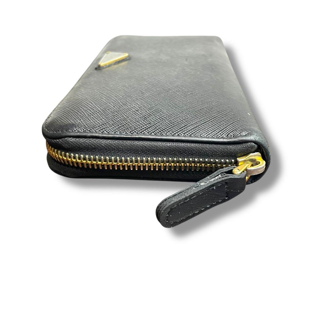 【高級】PRADA プラダ　ラウンドジップ　長財布　レザー　黒　三角ロゴ