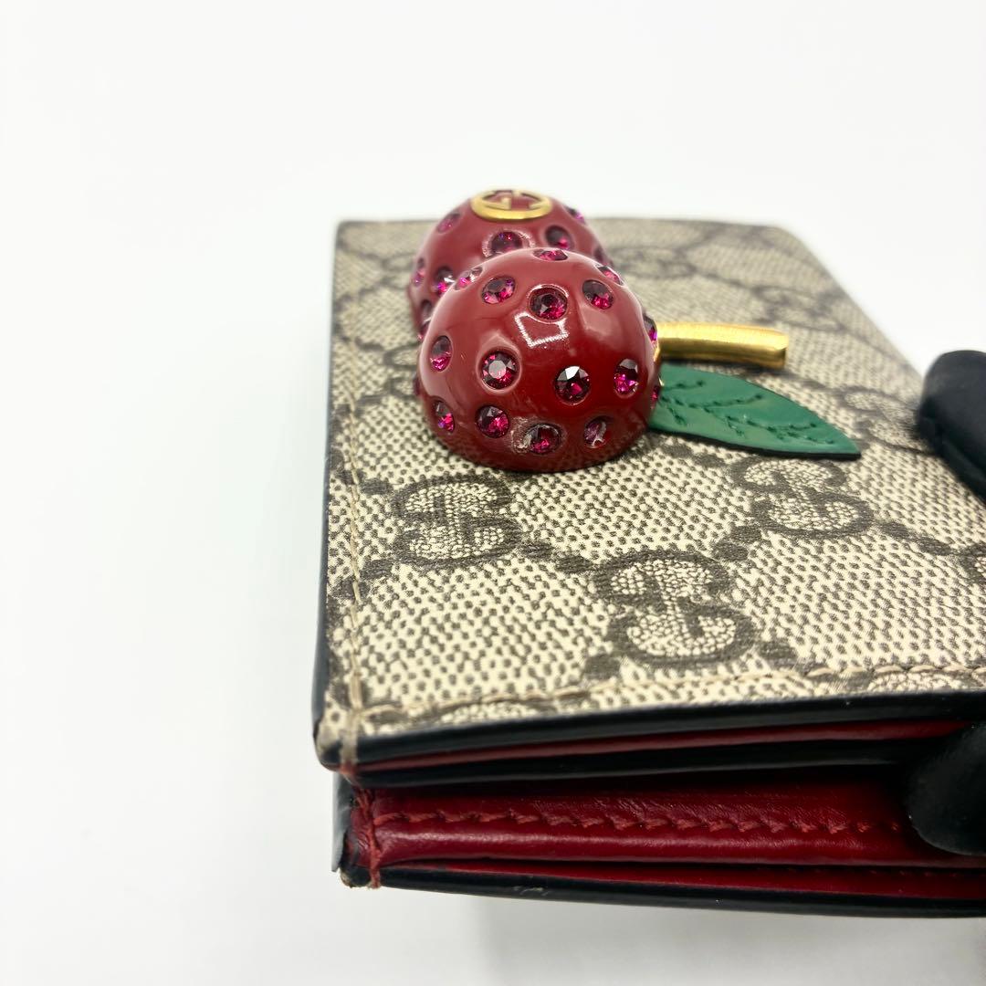 グッチ GGスプリーム 折り財布 さくらんぼ インターロッキング　チェリー