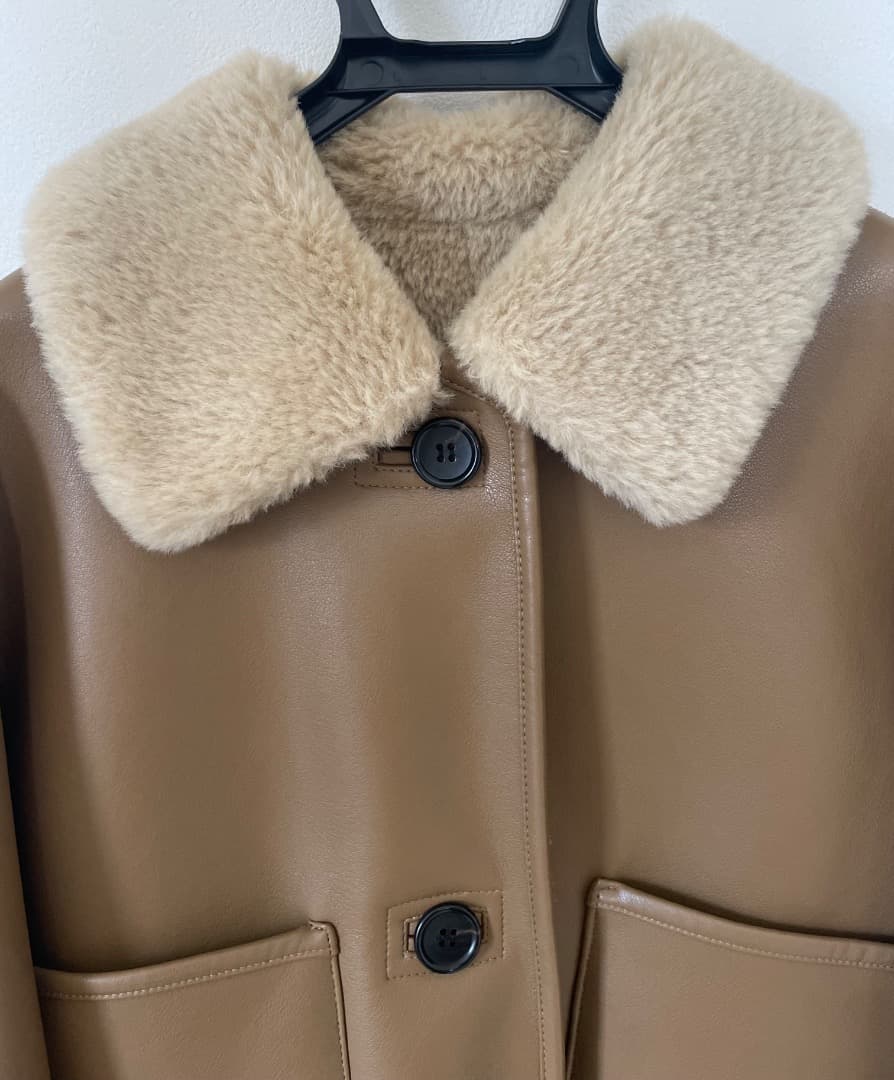 ジャケット・アウター CLANE VEGAN LEATHER BOA SHORT JACKET