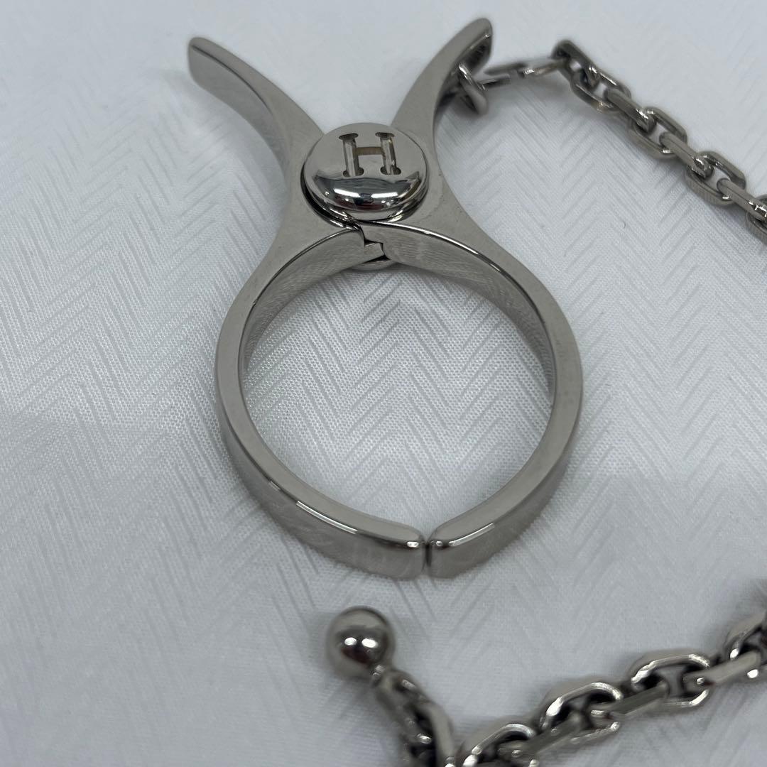 美品　エルメス　グローブホルダー　シルバー　チャーム　チェーン　キーホルダー