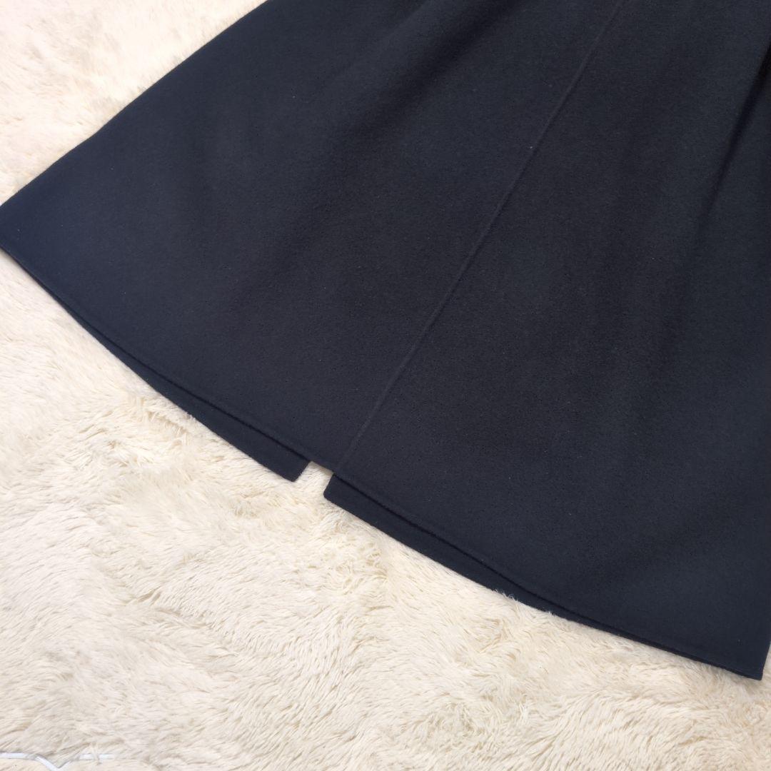 美品 ANAYI アナイ ウール ノーカラー ロングコート ベルト付き