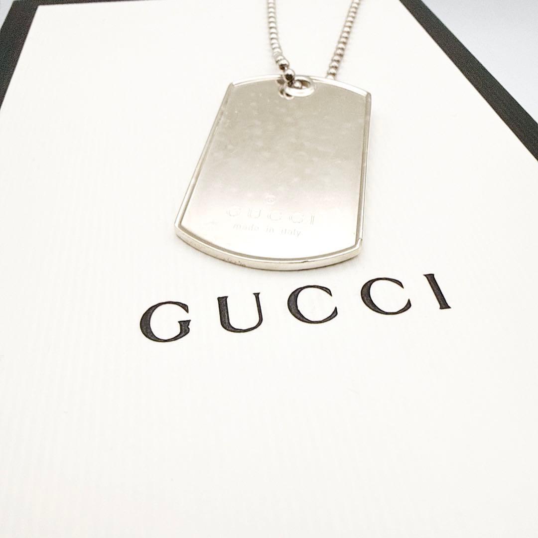 2905-4 人気✨ GUCCI ネックレス ドックタグ　GG ロゴ 希少
