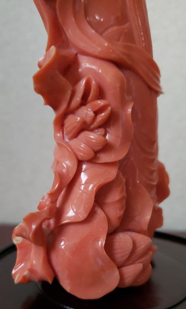 勇峰 本珊瑚 天女 置物 オブジェ 彫刻 珊瑚 宝石珊瑚 天然珊瑚 赤珊瑚