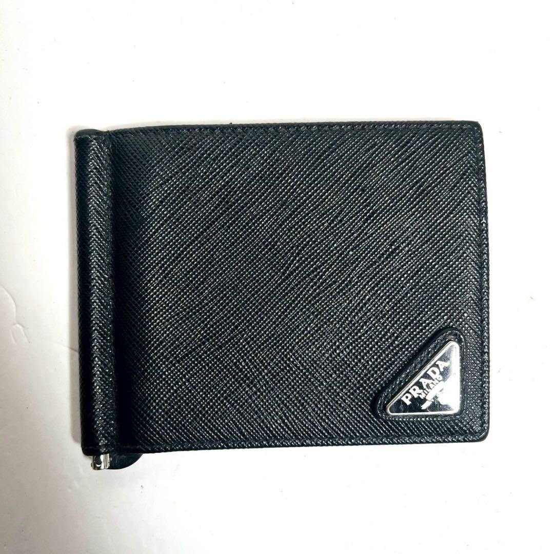 【未使用に近い・付属品完備✨】現行型 プラダ サフィアーノレザー マネークリップ