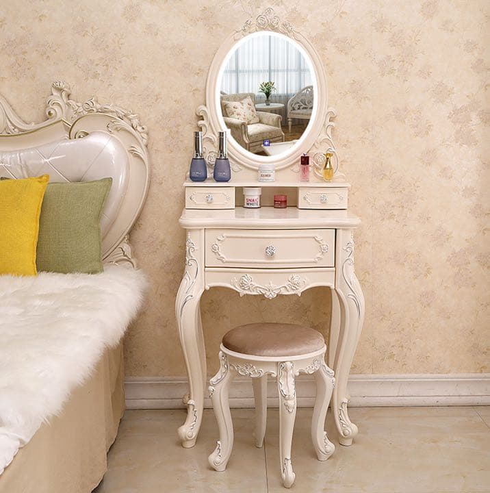 即日発送可能　シルバー　60cm 大人気　北欧風ドレッサースツールライト セット