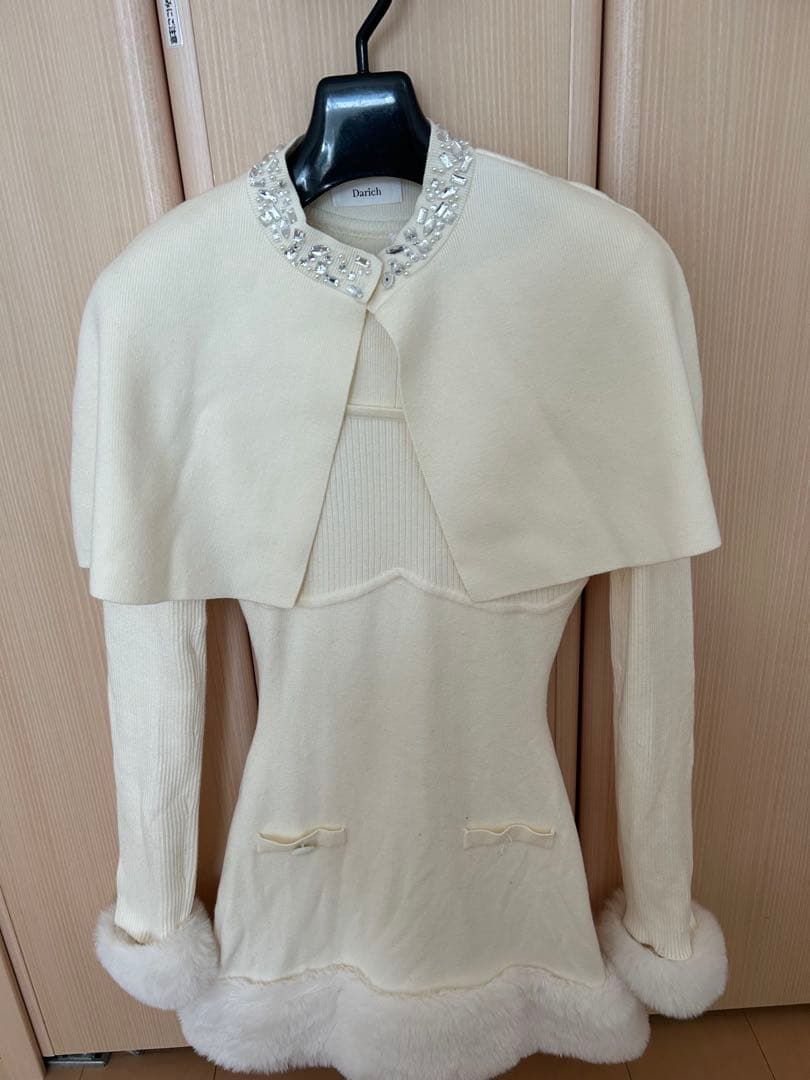 Darich ビジューケープニットミニワンピース