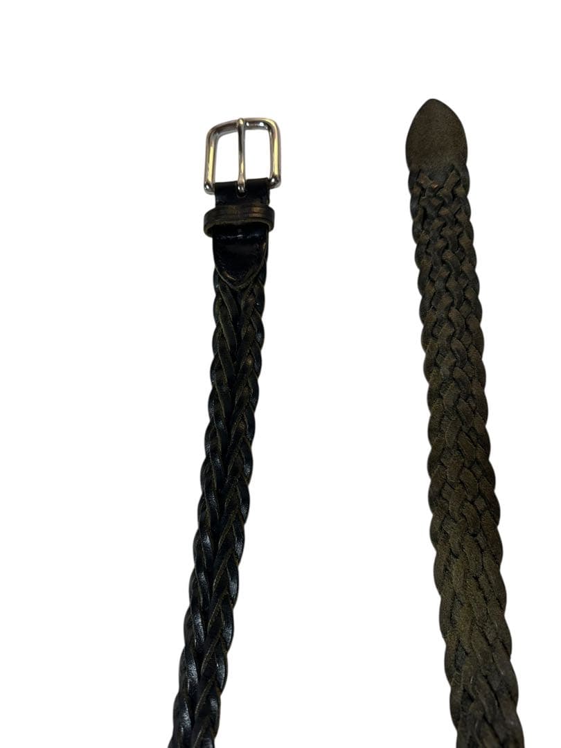 ホワイトハウスコックス　レザーメッシュベルト　黒　30 イングランド製