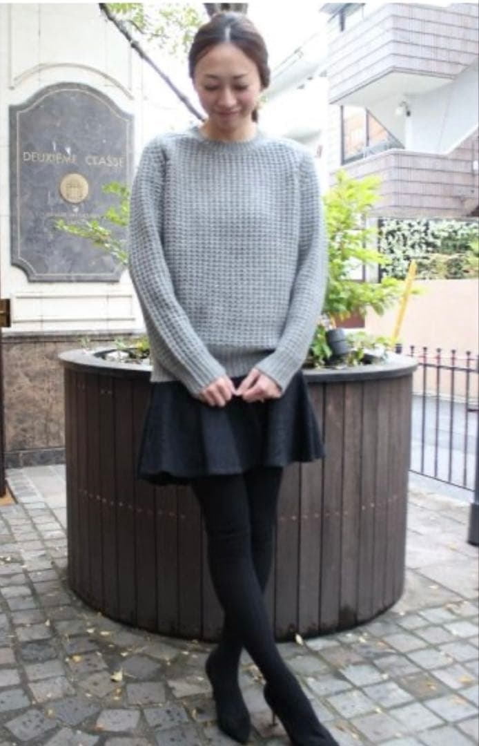 Deuxieme Classe バスケット編みクルーネックニット　コットンウール