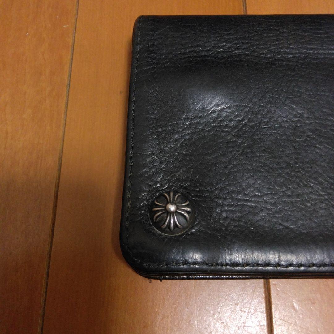 【クロムハーツ】 ブラックレザー 2ジップ　折り財布　修理補填確認書付