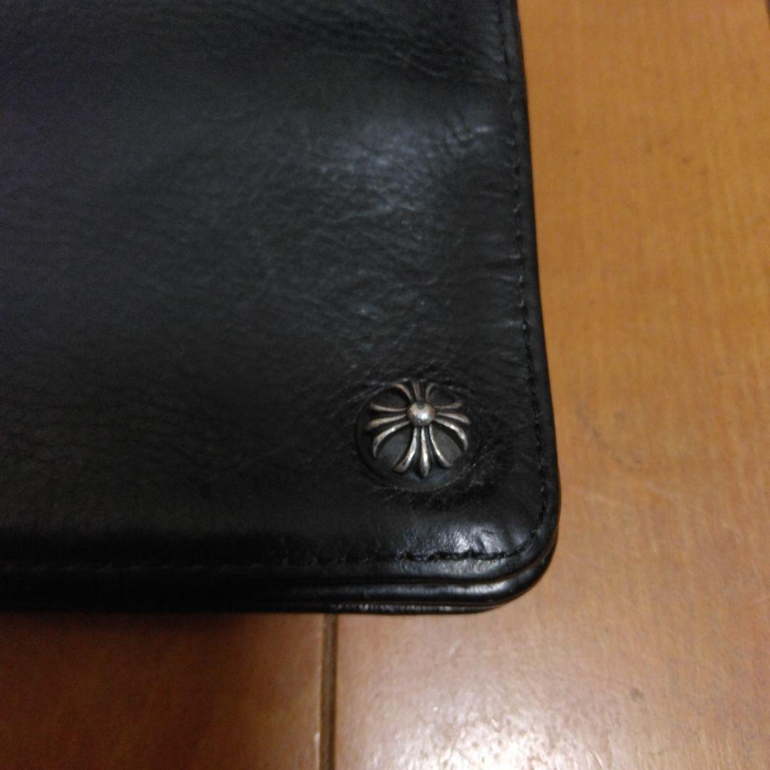 【クロムハーツ】 ブラックレザー 2ジップ　折り財布　修理補填確認書付