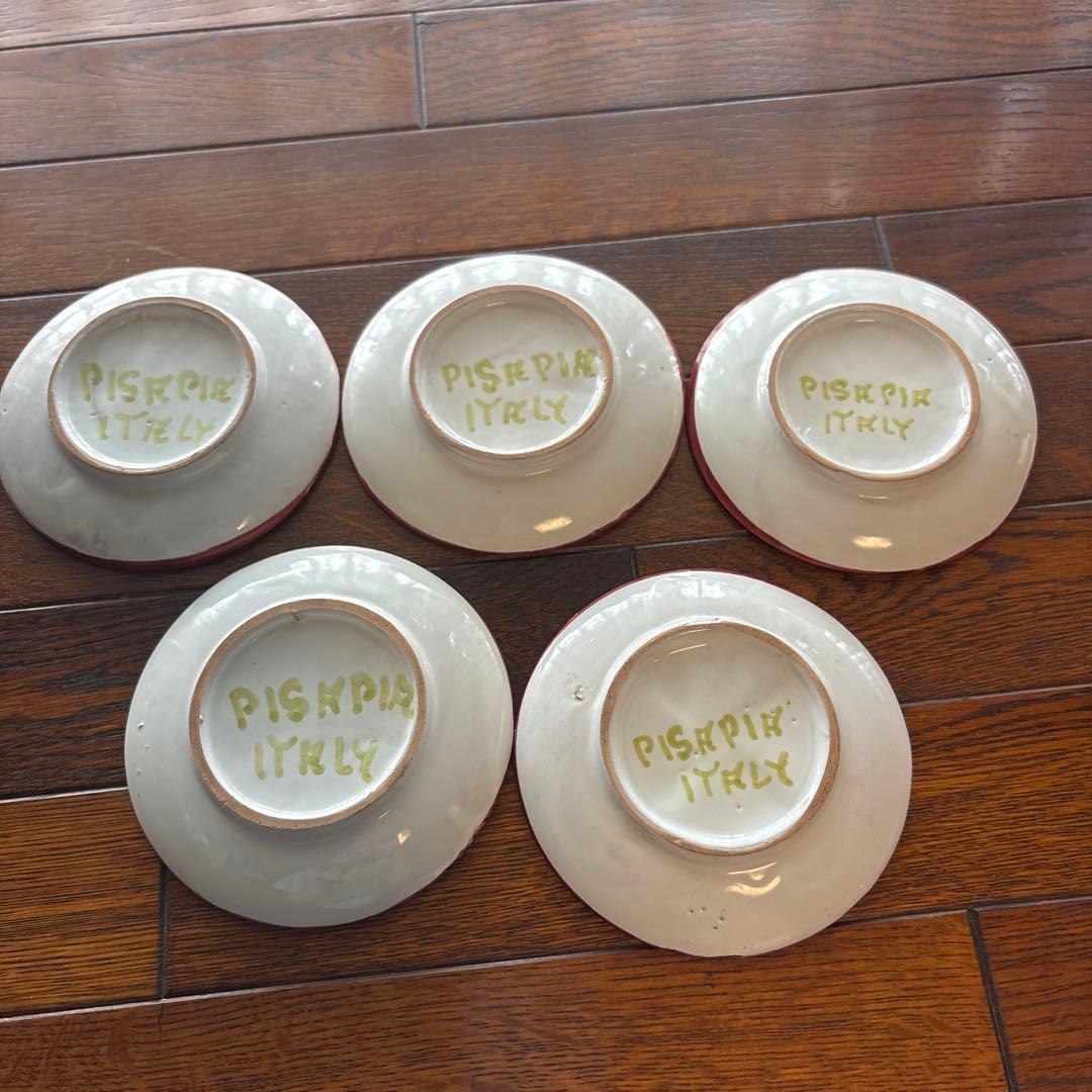 【希少】Pisapia Italy 陶器　花柄プレート6枚 カップ＆ソーサー5客