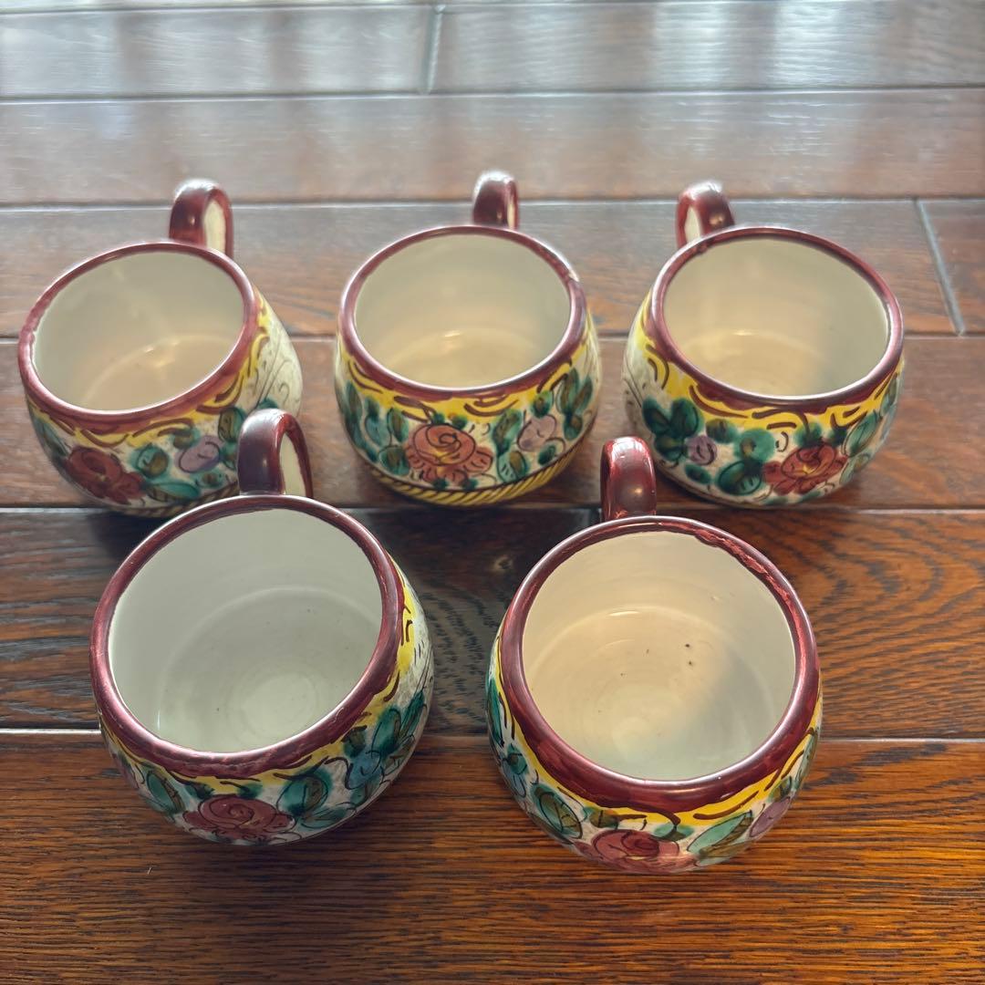 【希少】Pisapia Italy 陶器　花柄プレート6枚 カップ＆ソーサー5客