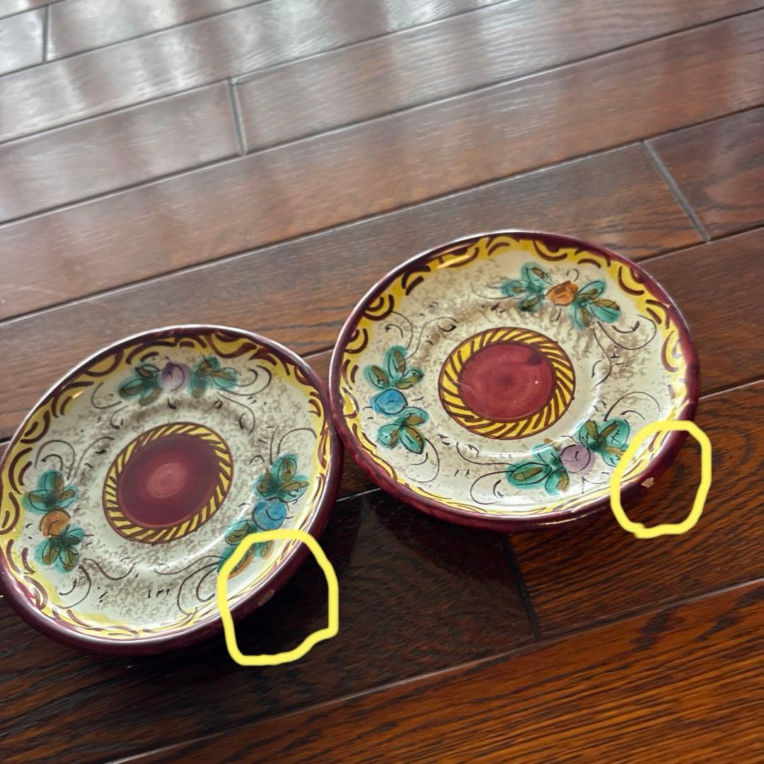 【希少】Pisapia Italy 陶器　花柄プレート6枚 カップ＆ソーサー5客