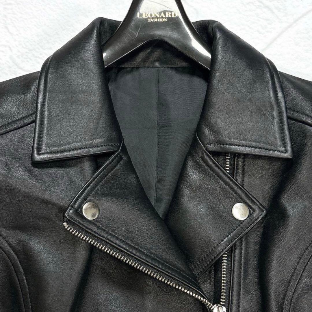 ✨美品✨もりのがっこう ラムレザー ダブルライダースジャケット ブラック