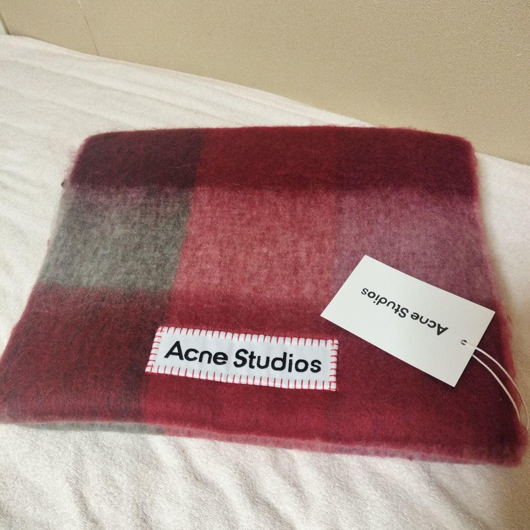 赤　マフラー　Acne Studios　チェック柄　　スカーフ