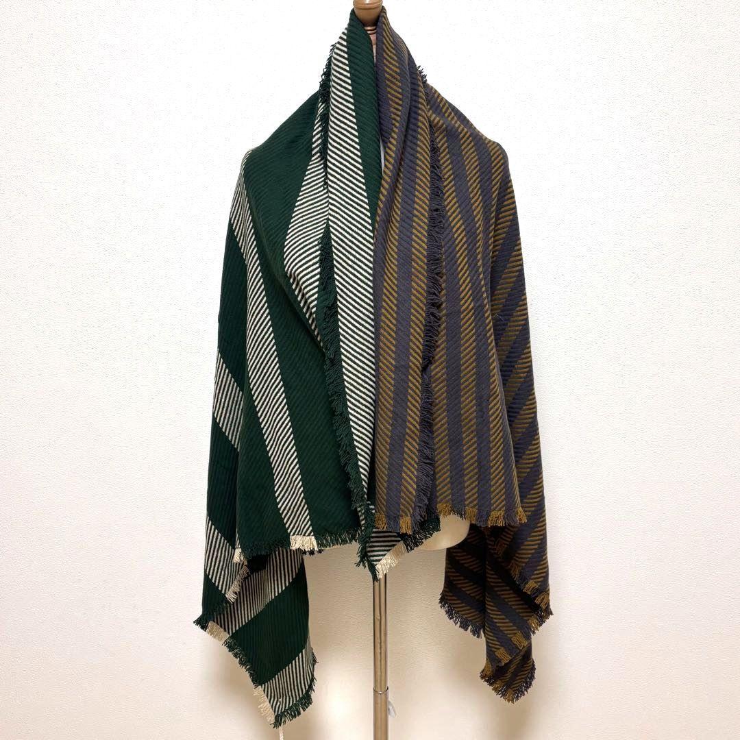 【未使用タグ付】ミナペルホネン 大判ストール 切り替えデザイン