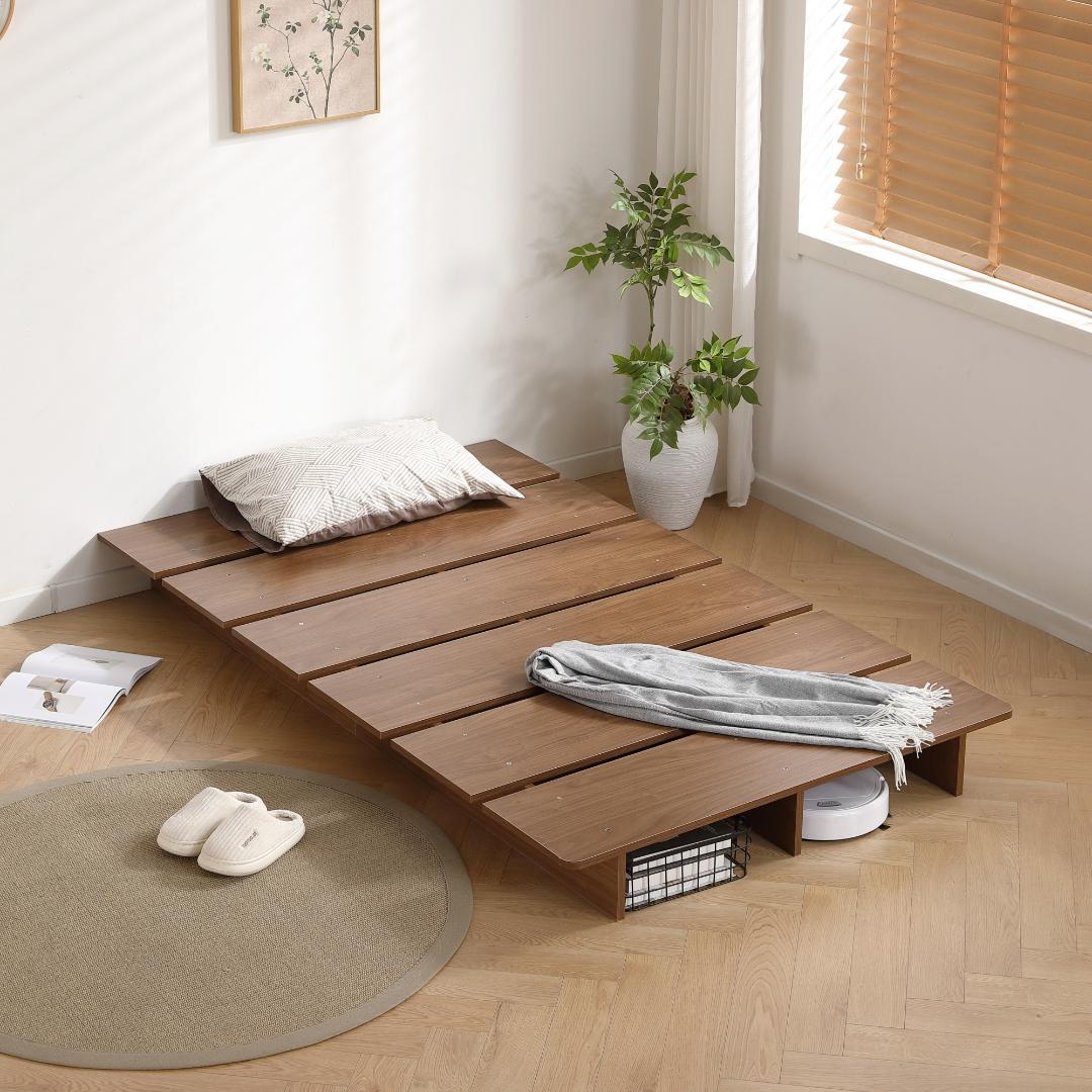 人気！【幅100cm】ベッドフレーム すのこベッド おしゃれ 木目調 BROWN